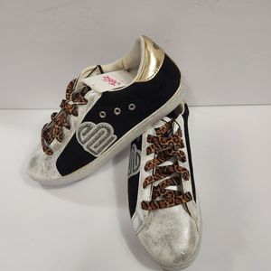 Justice Sport Sneakers Black & Silver Low Court Casual Size 5 New